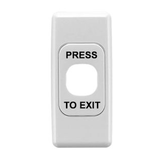 CLIPSAL, 2000 Series, Architrave switch plate, Labelled 'Press to Exit', Single gang, White,
