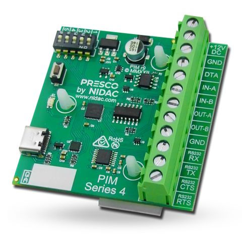 NIDAC (Presco), Interface Module for PAC1,2, converts Wiegand data to Presco format, 12V DC, 30mA
