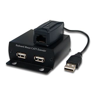 XTENDR, USB Cat5E keyboard and mouse extender, requires single Cat5e/6 cable, 300 metres over CatE, 5V DC power required at receiver (supplied)