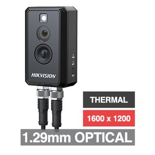 HIKVISION, Thermal Fusion Cube camera, Black, 1.29mm fixed lens (optical), 1.8mm fixed lens (thermal), 1/5" CMOS, 1600x1200 resolution, H.265, 10-30V DC