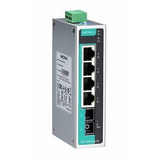 MOXA, 4 Port Ethernet network switch, Unmanaged, 4x 10/100Mbps PoE ports, 1x 100Mbps FX single mode port SC connector, -10 to 60C,