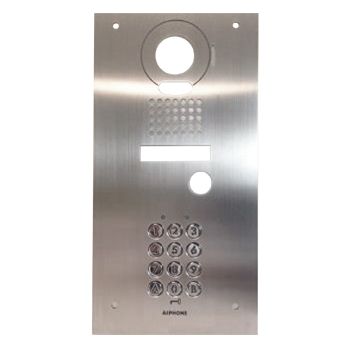 AIPHONE, Door station & key pad combination stainless steel plate, Flush mount, Vandal resistant, Includes 1 x AC10 keypad, Backbox, Suits JO & JP Series,