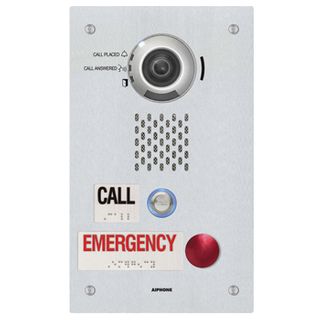 AIPHONE, IX Series, IP Direct Video Door station, Flush mount, Emergency button, Stainless steel, PoE 802.3af, Contact input, Relay output,