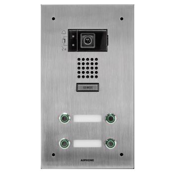 AIPHONE, IX Series, IP Direct 4 Call Video Door station, Flush mount, Stainless steel, PoE 802.3af, Requires 1x RY-IP44 4 in, 4 output relay,