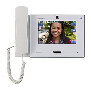 AIPHONE, IX Series, IP Direct Video Master Station, 7" Touch Screen, White, With Handset, Includes camera, SD card slot, contact input, relay output, PoE 802.3af