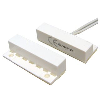 TAG, Reed switch (magnetic contact), Self adhesive, Flange Surface mount, White, N/C, 1 32" (33.6mm) length, 0.5" (13mm) width, .3" (7.50mm) height, 1" (25.4mm) gap, 18" (457.2mm) leads,