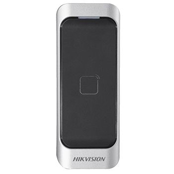 HIKVISION, Pro series, Proximity card reader, Mullion style, Up to 2" (50mm) read range, Thin profile, Built in buzzer, Two colour LED, Mifare compatible, 3-Year warranty, 12V DC 170mA,
