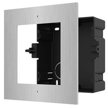 HIKVISION, Intercom, Gen 2, 1 Module, Flush mount Stainless frame, fits 1 module, Plastic backbox, with accessories, box 134×135×56 mm