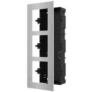 HIKVISION, Intercom, Gen 2, 3 Module, Flush mount Stainless frame, fits 3 modules, Plastic backbox, with accessories, box 338.8x134x56mm,