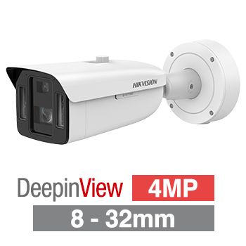 HIKVISION, 4MP TandemVu Bullet camera, AcuSense, White, 8-32mm zoom lens, 100m IR, 50fps, 140dB WDR, Day/Night (ICR), 1/1.8" CMOS, H.265, IP67, IK10, NEMA 4X, 12V DC/24V AC/PoE,