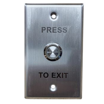 ULTRA ACCESS, Switch plate, Wall, Labelled "Press to Exit" with a curved edge, Stainless steel, With stainless steel illuminated push button, N/O and N/C contacts,
