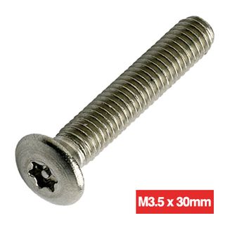 PROLOK, Security screw, Resytork raised head, Countersunk, Machine screw, M3.5 x 30mm, 2 way, 304 stainless steel, Pack of 100, Includes driver,
