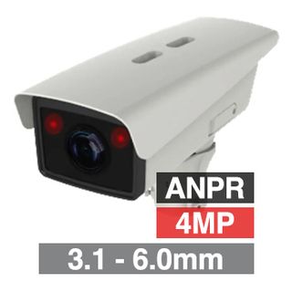 HIKVISION, 4MP Entrance HD-IP outdoor ANPR Bullet camera, White, 3.1-6mm motorised VF lens, White/IR support, WDR, I/O (2x Alarm & Audio out, 3x inputs), 1/3” CMOS, H.265+, IP67, IK10, 12V DC/POE