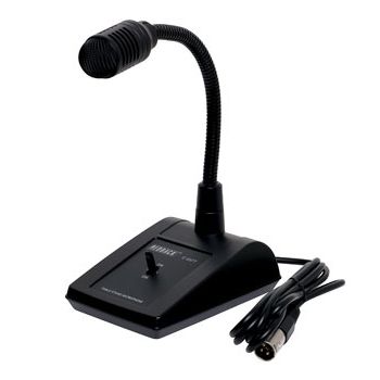REDBACK, Desktop cardioid paging microphone, 600 ohms balanced, 2m lead with XLR plug fitted,