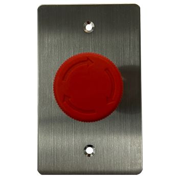 ULTRA ACCESS, Switch plate, Wall, Stainless steel, With red twist to release push button, N/O and N/C contacts,