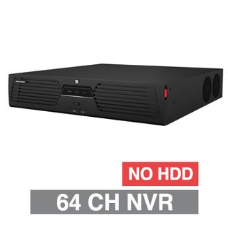 HIKVISION, HD-IP NVR, 64 channel, 320Mbps bandwidth, up to 8 SATA HDD, (8x 10TB max), RAID, VMD, USB/Network backup, Ethernet, 2x USB2.0 & 1x USB3.0, 1 Audio In/Out, 2x HDMI/1x VGA