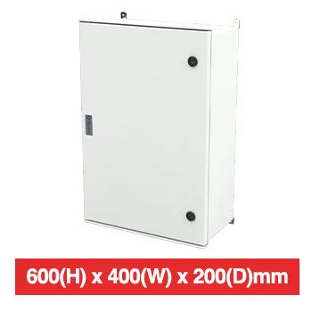 ALLBRO, Hinged enclosure, SMC material, Grey, IP66 & IK10 rated, Flame retardant, Internal Hinges, 600(H) x 400(W) x 200(D)mm, Incl 2 x T- Lock locks & internal steel plate for mounting products.