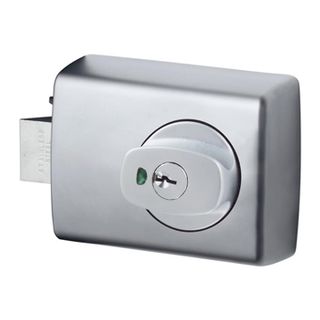 LOCKWOOD, 001 Dead latch, Satin chrome, Surface mount, For inward opening doors,