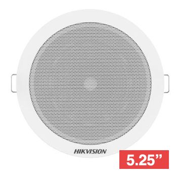 HIKVISION, 5.25" Dual cone speaker, Ceiling mount, 6W, 5.25" (130mm) driver, includes white metal grille, Spring-clamp mounting, 90Hz-20KHz response, 100V line (3,6W),