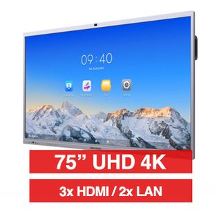 HIKVISION 75" 4K, Smart Interactive Display, Built-in 8MP camera, 3840x2160@60Hz, Android 13, 3x HDMI/VGA/DP input, Build-in speakers, view angle:178°/178°, Touch and USB 3.0, GB LAN, WIFI,