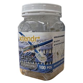 XTENDR, 8 Wire, EZ-RJ45 Cat5 pass through crimp connectors, 100 pack,