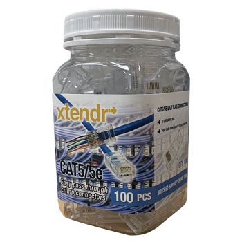 XTENDR, 8 Wire, EZ-RJ45 Cat5 pass through crimp connectors, 100 pack,