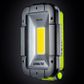 UNILITE, Folding rechargeable LED work light, 1750 lumens, Black copolymer/alum., Magnetic mount & clip, 102 x 158 x 55mm (folded), USB port for charging devices, IPX5, 50m beam, 10,400mAh Li-on batt.