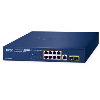 PLANET, 8 Port Gigabit POE managed switch, 10/100/1000T 802.3bt + 2 Port 100/1000SX SFP,