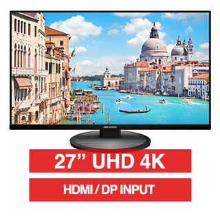 HIKVISION, 27" 4K 16:9 Colour Monitor (Black), UHD 4K 3840x2160 resolution, 14ms response, 1000:1 contrast ratio, HDMI/DP, Built-in speaker 2x2W, 100x100 VESA mount,