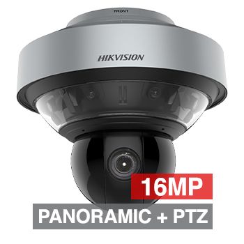 HIKVISION, 16MP HD-IP Outdoor Panoramic+PTZ camera, Silver, 16MP 180 degree, 4MP 40x (6-240mm) PTZ, 120dB WDR, Day/Night (ICR), 1/1.8" CMOS, H.265/H.265+, IP66, IK10, 36V DC/Hi-PoE,