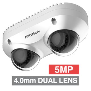 HIKVISION, 5MP HD-IP Outdoor Multi-head dome camera, White, 4.0mm lens, 10m IR, 120dB WDR, Day/Night (ICR), 1/2.7" CMOS, H.265/H.265+, IP67, IK10, 12V DC/PoE,