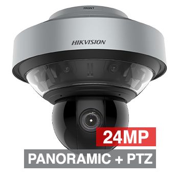 HIKVISION, 24MP HD-IP Outdoor Panoramic+PTZ camera, Silver, 24MP 270 degree, 4MP 40x (6-240mm) PTZ, 120dB WDR, Day/Night (ICR), 1/1.8" CMOS, H.265/H.265+, IP66, IK10, 36V DC/Hi-PoE,