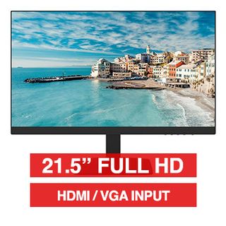 HILOOK, 21.5" LED 16:9 Colour Monitor (Black), Full HD 1920x1080 resolution, 6.5ms response, 3000:1 contrast ratio, HDMI/VGA input, 75x75 VESA mount, Includes desk stand,