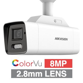 HIKVISION, 8MP Gen 2 ColorVu HD-IP Outdoor Bullet camera, White, 4G-LTE, 2.8mm fixed lens, 120dB WDR, Day/Night (ICR), 1/1.2" CMOS, H.265 & H.265+, IP66, AcuSense, 12V DC/PoE,