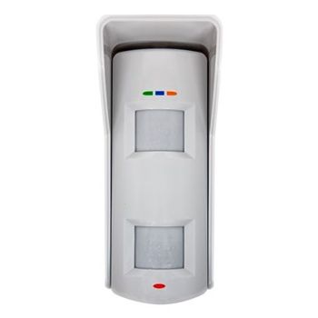 HIKVISION, Detector, Dual tech, Outdoor, Blue Wave technology, Auto sensitivity, Microwave + two PIR sensors, Pet immune to 10kg, 10m x 90 degrees coverage, 1.8-2.4m Mounting Height