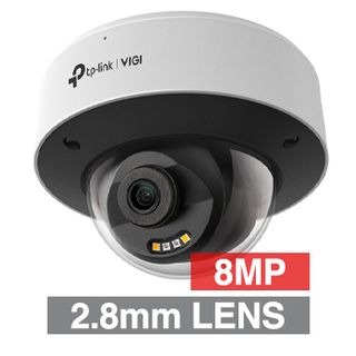 TP LINK, 8MP InSight HD-IP Dome camera w/ 2-way audio, White, 2.8mm lens, 30m IR, 30m White LED, WDR, Microphone/Speaker, I/O (Audio), IP67, IK10, 12V DC/POE