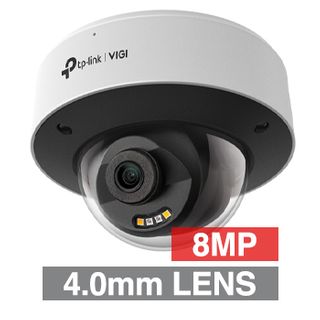 TP LINK, 8MP InSight HD-IP Dome camera w/ 2-way audio, White, 4.0mm lens, 30m IR, 30m White LED, WDR, Microphone/Speaker, I/O (Audio), IP67, IK10, 12V DC/POE