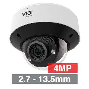 TP LINK, 4MP InSight HD-IP outdoor Dome camera, White, 2.7-13.5mm motorised zoom lens, 60m IR, WDR, Microphone, I/O (Alarm & Audio), IP67, IK10, 12V DC/POE