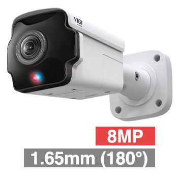 TP LINK, 8MP InSight HD-IP Bullet camera w/ 2-way audio, White, 1.65mm lens, 180deg panoramic, 20m IR, WDR, Red/Blue warning lights, Microphone/Speaker, I/O (Alarm & Audio), IP67, IK10, 12V DC/POE