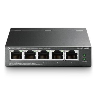 TP LINK, 4 port unmanaged Gigabit POE+ switch, 4x Gigabit POE+ & 1x RJ45 ports, Max port output 30W power, Total POE power up to 65W, Desk mount, Metal case, Fanless, 53.5V DC, Inc. PSU