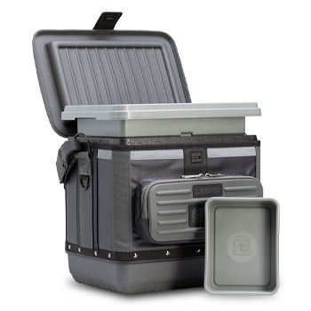 VETO PRO PAC, Lunch Box Cooler, Insulated cooler with carry strap, Carbon Colour, 25mm thick walls, Zippered lid & front pocket, Weather resistant base & fabric, 330(H) x 380(W) x 305(D)mm