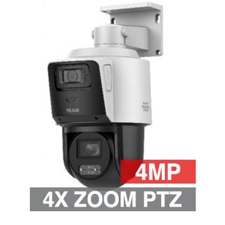 HILOOK, HD-IP TandemVu Outdoor PTZ camera with 2.8mm ColorVu bullet, 40m IR (PTZ), 4x Zoom (2.8 - 12mm lens)(PTZ), 4MP, 1/2.8" CMOS, 0.01Lux, H.265/H.265+, IP66, 12VDC, PoE+,