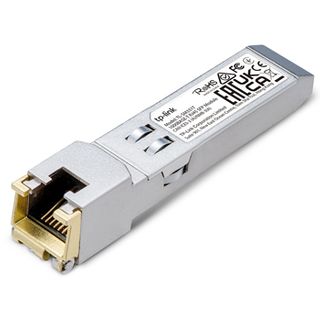 TP LINK, 1000BASE-T RJ45 GBIC module, Supports 1000BASE-T over 100m of UTP, IEEE 802.3-2002 Compliant, Hot-Pluggable, 0-70 Degree C, 0.8W Max,