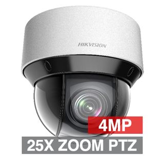 HIKVISION, HD-IP Outdoor PTZ camera, 50m IR, 25x Zoom (4.8 - 120mm lens), 4.0MP, 1/2.5" CMOS, 0.005Lux (sens-up), H.265/H.265+, IP66, 12V DC/POE+