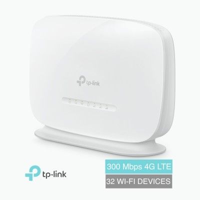 TP LINK, 2.4Ghz 300Mbps wireless, 3G/4G LTE/TDD/FDD router, Built in Sim card slot, 2 Lan Ports