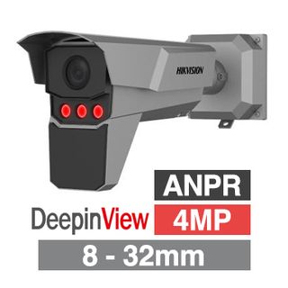 HIKVISION, 4MP DeepinView HD-IP outdoor Radar-Assisted ANPR Bullet camera, White, 8-32mm motorised zoom lens, 5-120 Km/h, WDR, I/O (Alarm & Audio), 1/1.8” CMOS, H.265, IP67, IK10, 12-24V DC/POE