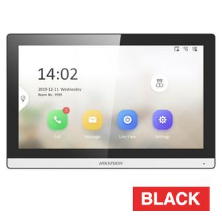 HIKVISION, Gen 2, Room station, 7" IPS Touchscreen 1024x600, Video, Colour, Hands free, 8CH alarm inputs, Call tone mute with indicator, WiFi, Black, 12V DC, POE,