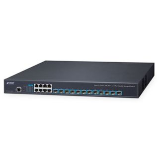 PLANET, 1 x Layer 3 12-Port 10G SFP+ + 8-Port 10/100/1000T Managed Switch with Dual 100~240V AC Redundant Power,