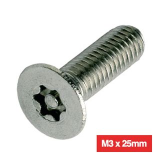 PROLOK, Security screw, Resytork countersunk, Machine screw, M3 x 25mm, 2 way, 304 stainless steel, Pack of 100, Requires T10-B insert bit,