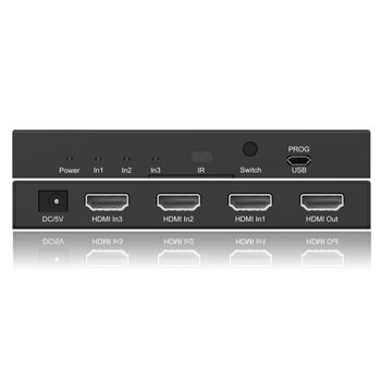 XTENDR, HDMI 3 input 1 output switcher with IR selection, 4K UHD support, HDCP2.2, Support HDR, Supports Dolby TrueHD, DTS-HD, 5V DC power (included),